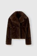 Boxy mink-effect jacket with oversized lapels