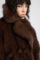 Boxy mink-effect jacket with oversized lapels