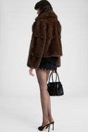 Boxy mink-effect jacket with oversized lapels