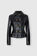 Double-breasted lamb leather jacket