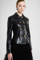 Double-breasted lamb leather jacket