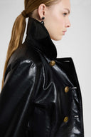 Double-breasted lamb leather jacket