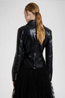 Double-breasted lamb leather jacket