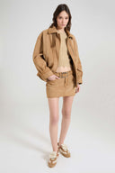 Suede mini skirt with denim effect