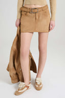 Suede mini skirt with denim effect