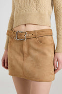 Suede mini skirt with denim effect