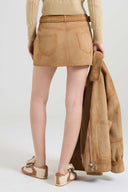Suede mini skirt with denim effect