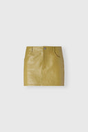 Nappa leather mini skirt with denim-inspired construction