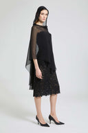 Silk crepon cape with hood
