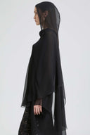 Silk crepon cape with hood