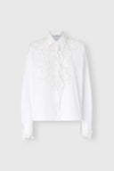 Camicia in popeline di cotone con pizzo floreale applicato a mano
