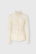 Bustier tulle shirt with long sleeves and embroidered lace effect