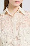 Bustier tulle shirt with long sleeves and embroidered lace effect
