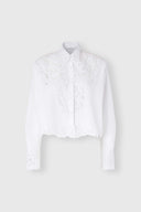 Cotton poplin shirt with hand-cut lace detailing