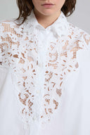 Cotton poplin shirt with hand-cut lace detailing