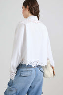 Cotton poplin shirt with hand-cut lace detailing