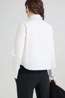 Cotton poplin shirt with rebrodé lace and hand-applied crystals