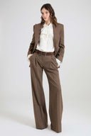 Silk crêpe de chine shirt with sash collar and Valencienne lace details