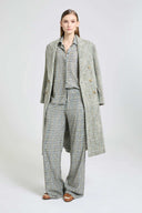 Viscose marocain shirt with resca print and tone-on-tone crystals