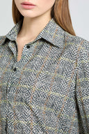 Viscose marocain shirt with resca print and tone-on-tone crystals