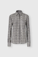 Viscose marocain shirt with Prince of Wales check and tone-on-tone crystals
