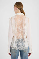 Silk crepe de chine shirt with Valencienne lace inserts