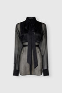 Silk chiffon crêpon shirt with couture bib detail