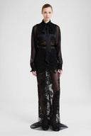 Silk chiffon crêpon shirt with couture bib detail