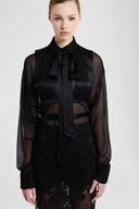 Silk chiffon crêpon shirt with couture bib detail