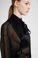 Silk chiffon crêpon shirt with couture bib detail