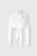 Camicia crop in popeline di cotone con fiocco in pizzo Valencienne