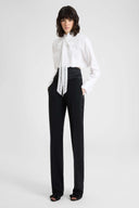 Camicia crop in popeline di cotone con fiocco in pizzo Valencienne