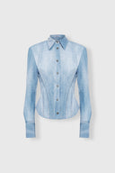 Chemise en Georgette Technique Imprimé Denim