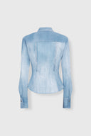 Chemise en Georgette Technique Imprimé Denim