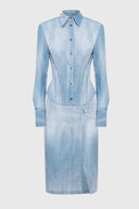 Chemise en Georgette Technique Imprimé Denim