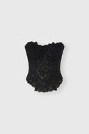 Rebrodé lace bustier with tone-on-tone crystals and V-shaped hem