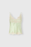 Top lingerie in raso di seta con pizzo a contrasto