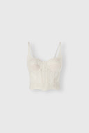 Bustier à bretelles en laine avec maille côtelée, nid d’abeille et dentelle