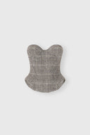 Prince of Wales wool bustier with corsetry construction