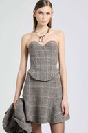 Prince of Wales wool bustier with corsetry construction