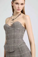 Prince of Wales wool bustier with corsetry construction