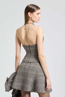 Prince of Wales wool bustier with corsetry construction