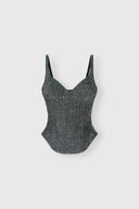 Top bustier à bretelles en twill tailoring motif chevrons