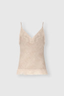 Silk georgette top with melange-effect print and lace details