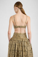 Embroidered tulle bra top with lurex lace effect