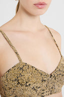 Embroidered tulle bra top with lurex lace effect
