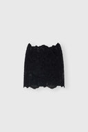 Mini skirt in rebrodé lace with tonal crystals
