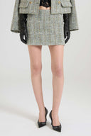 Minigonna in twill tailoring motivo resca