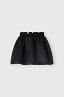 Balloon skirt in pure silk satin with floral embroidery