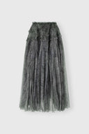 Long balloon skirt in technical organza with knickerbocker print